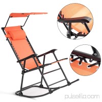 Costway Folding Rocking Chair Rocker Porch Zero Gravity Furniture Sunshade Canopy Orange   